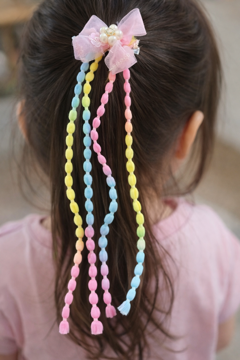 Karışık Renk Kurdele Figürlü Sallantılı Çocuk Yan Toka