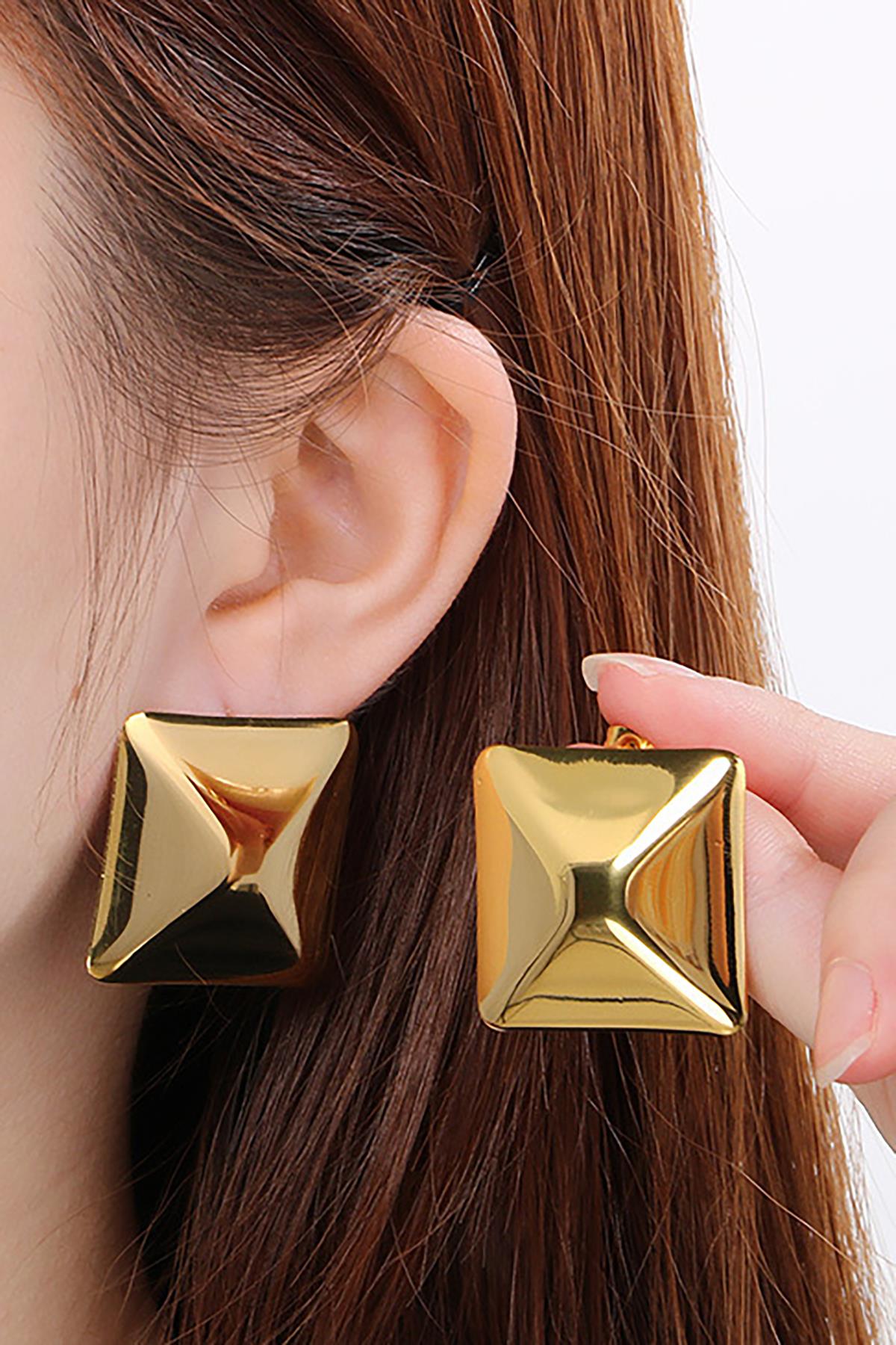 Altın Renk Çelik Küpe (Çift)