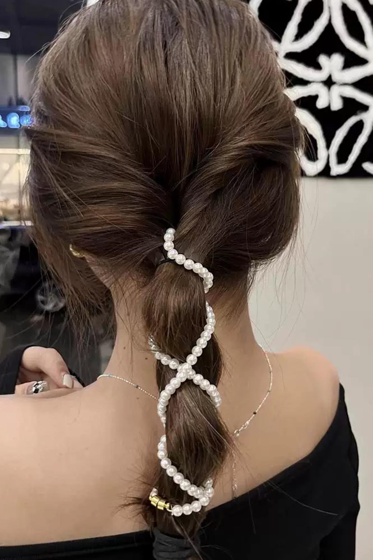 Beyaz Renk İnci Detaylı Saç Aksesuarı 