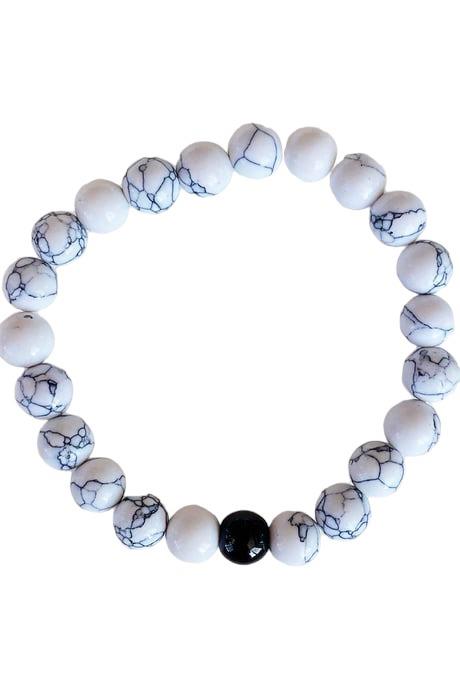 Beyaz Renk Mermer Desenli Erkek Bileklik