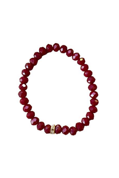Bordo Renk Boncuk Detaylı Bileklik