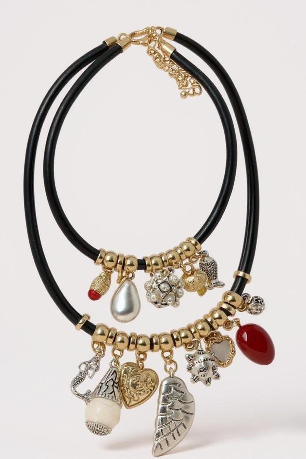 Siyah Renk İkili Tasarım Kolye