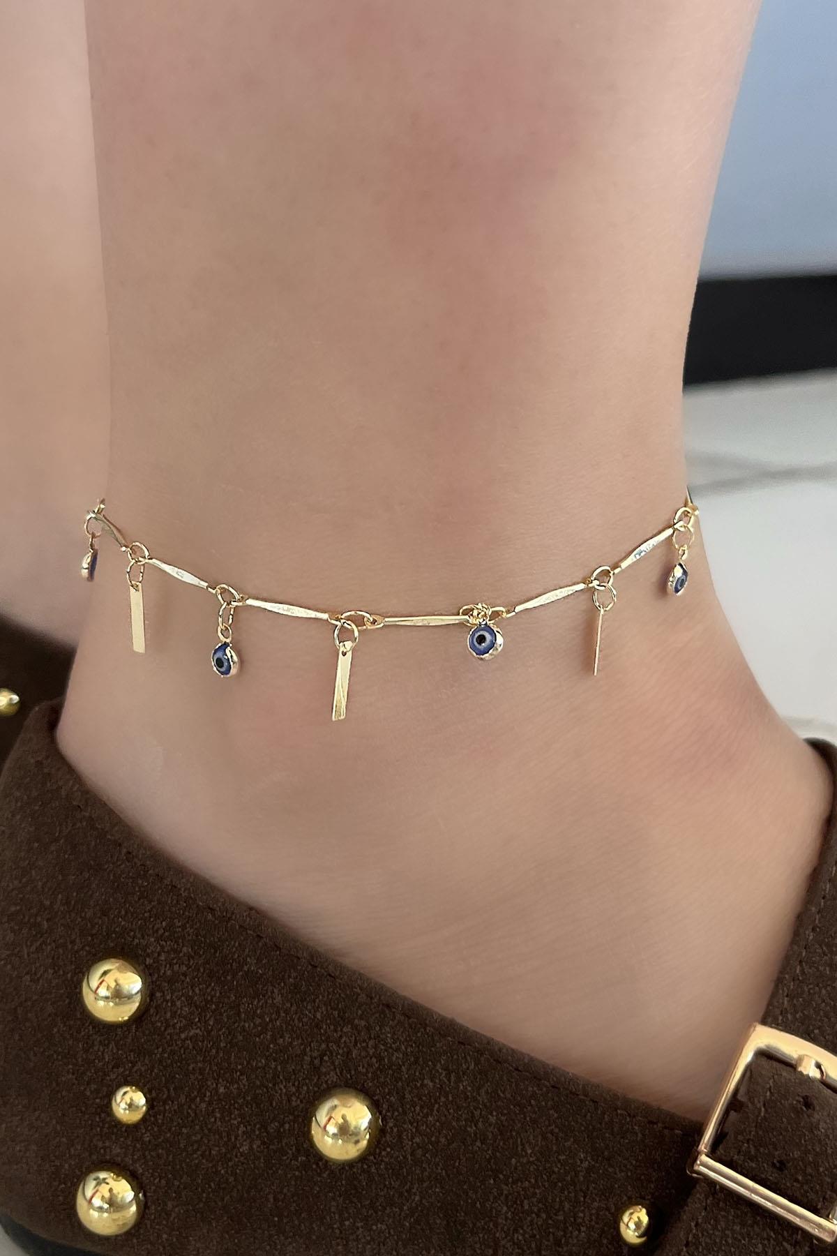 Altın Renk Nazar Boncuğu Figürlü YSX Halhal