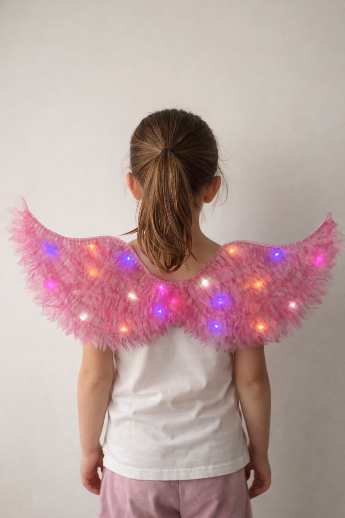 Fuşya Renk Led Yanıp Sönen Işıklı Melek Kanat