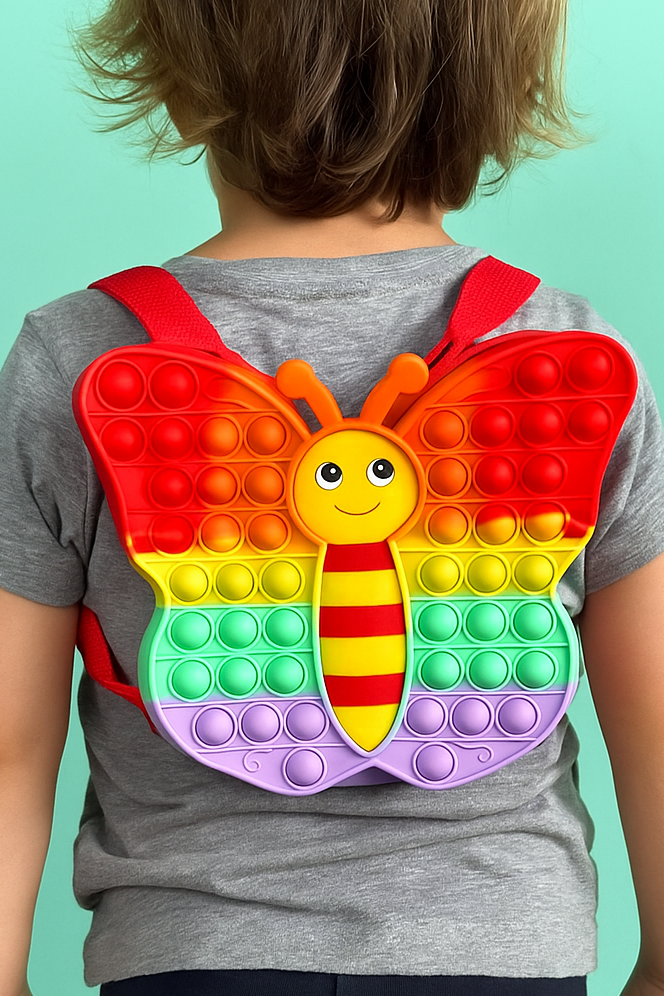 Karışık Renk Kelebek Figürlü Popit Çocuk Sırt Çantası