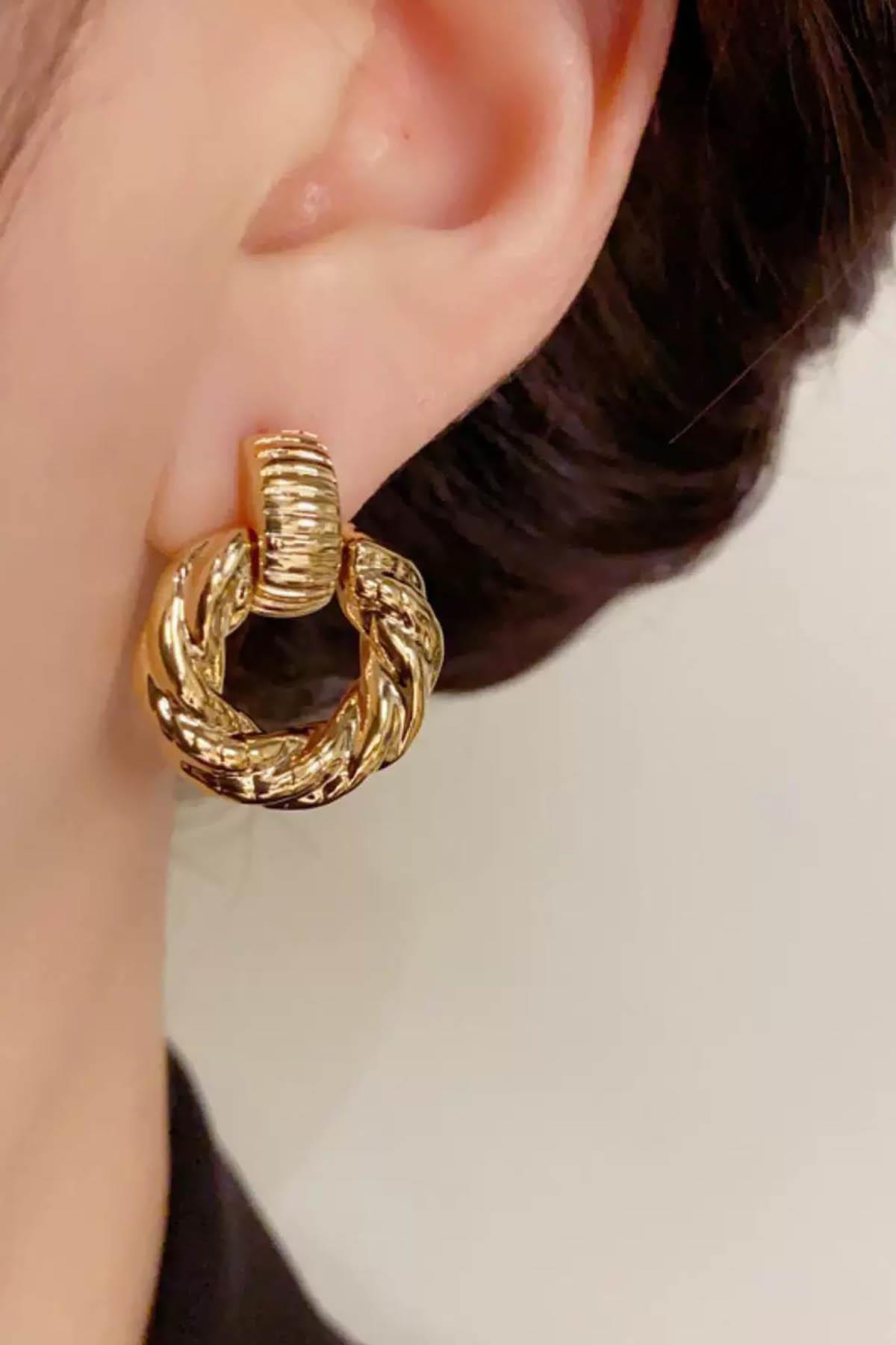 Altın Renk Çelik Küpe (Çift)