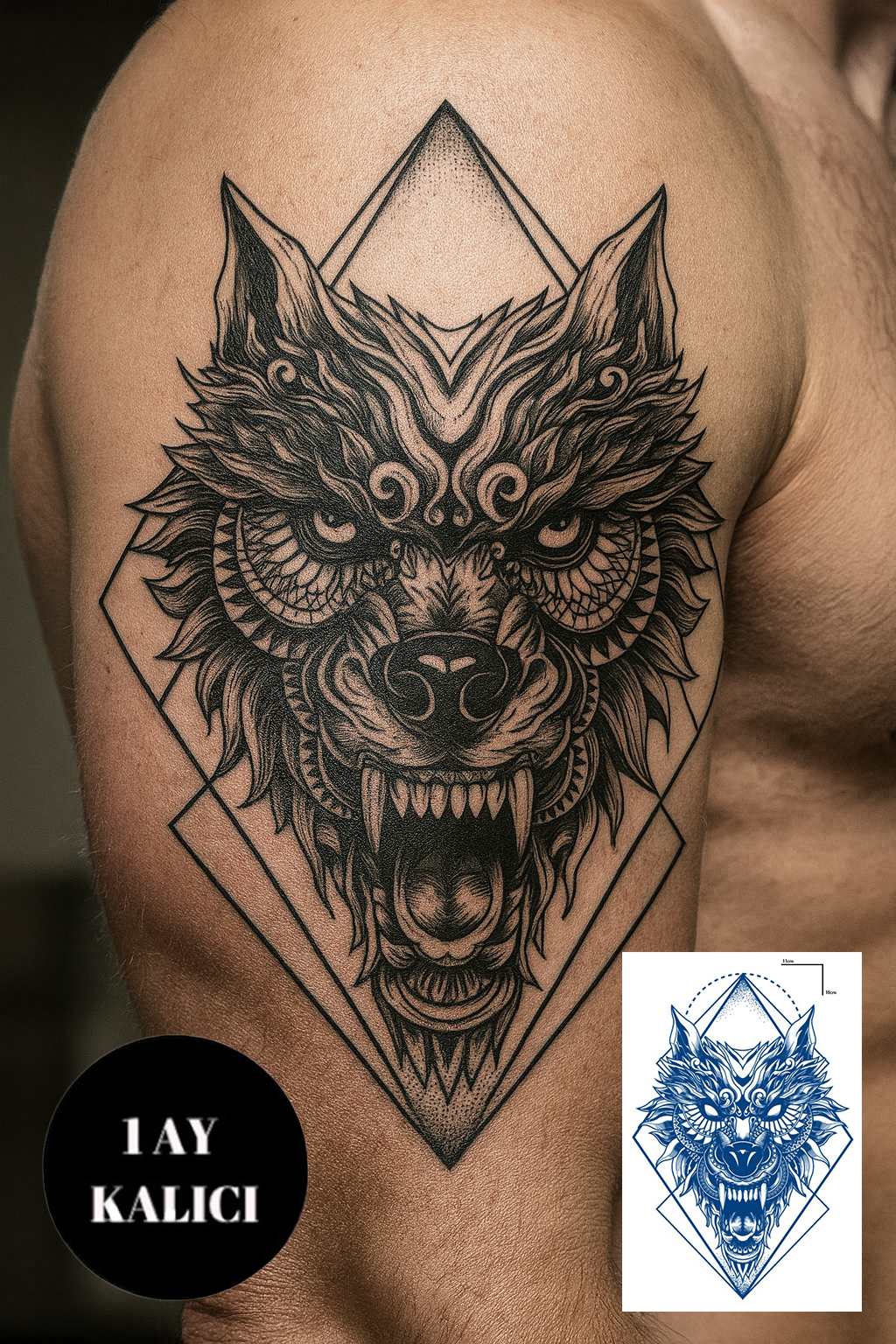 Kurt Figürlü 12 Saat Sonra Kararan Geçici Orta Dövme Tattoo