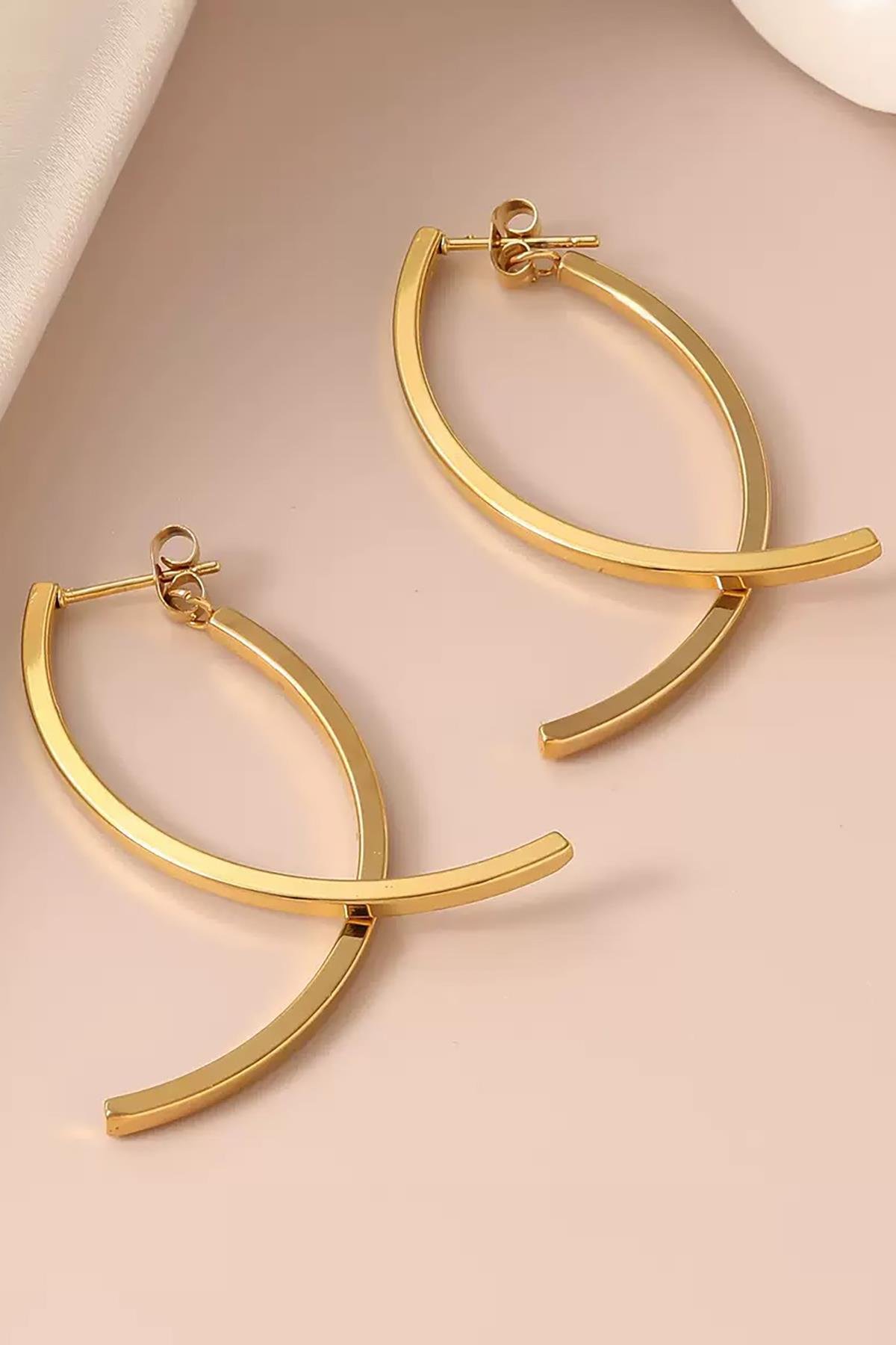 Altın Renk Çelik Küpe (Çift)