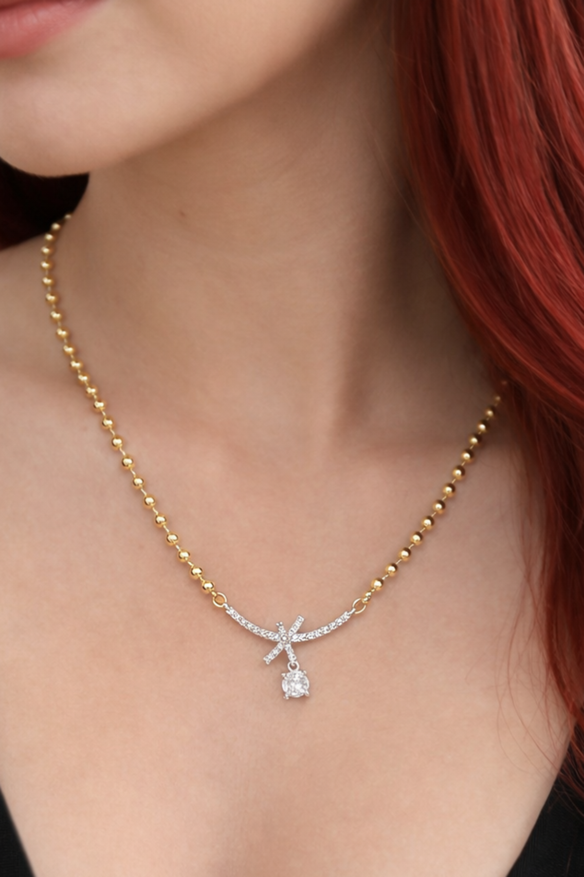 Altın Renk 14k Altın Kaplama Tasarım Kolye