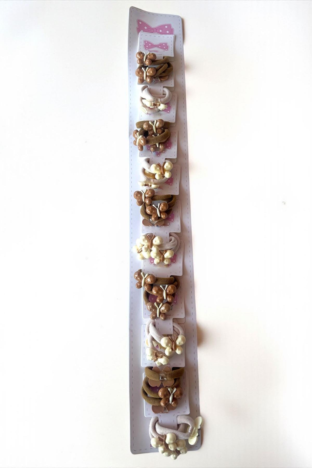 10'lu Karışık Renk Kelebek Figürlü Lastik  Toka Set 