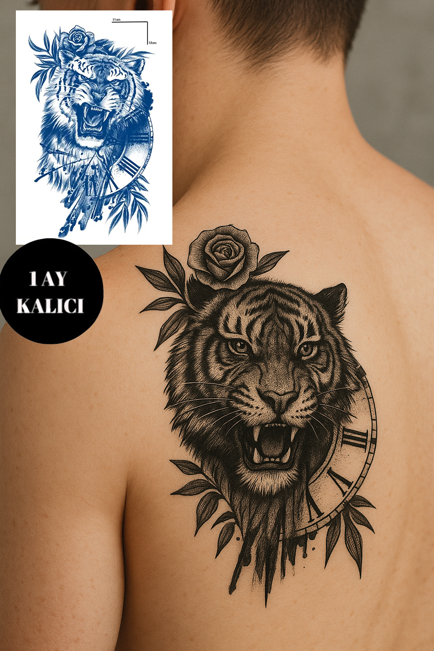 Kurt Figürlü 12 Saat Sonra Kararan Geçici Orta Dövme Tattoo