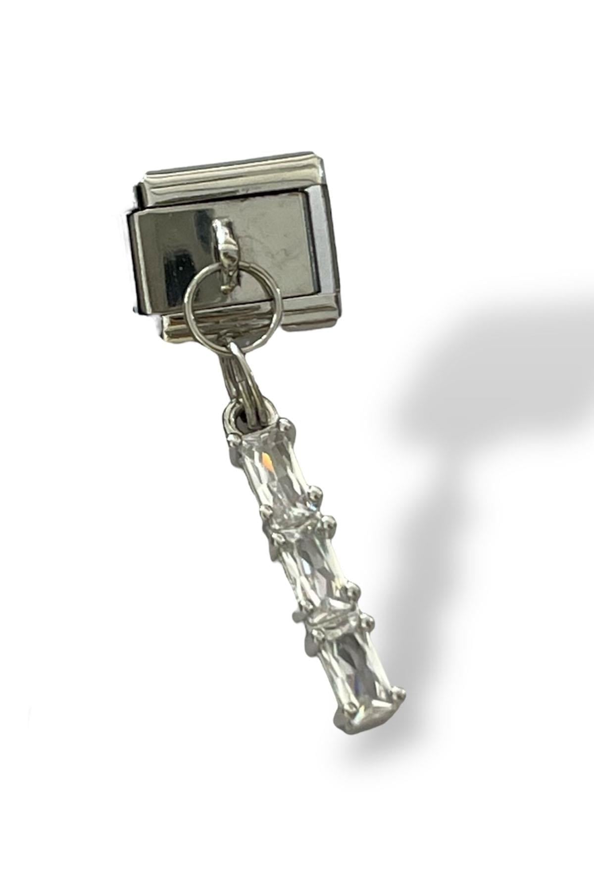 Gümüş Renk Taş Detaylı Çelik Nomination Charm (Tek)