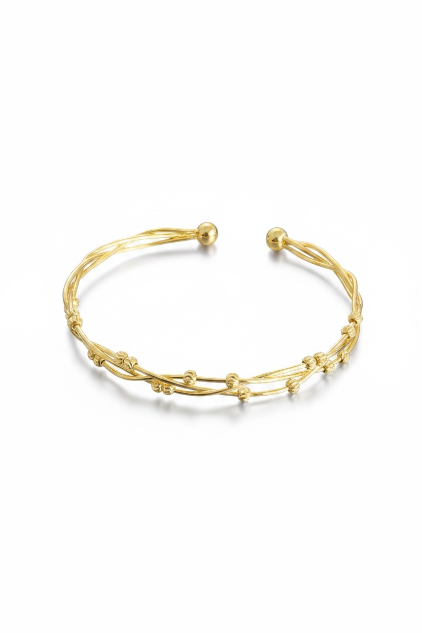 Altın Renk Dorika Boncuklu Kelepçe Bileklik