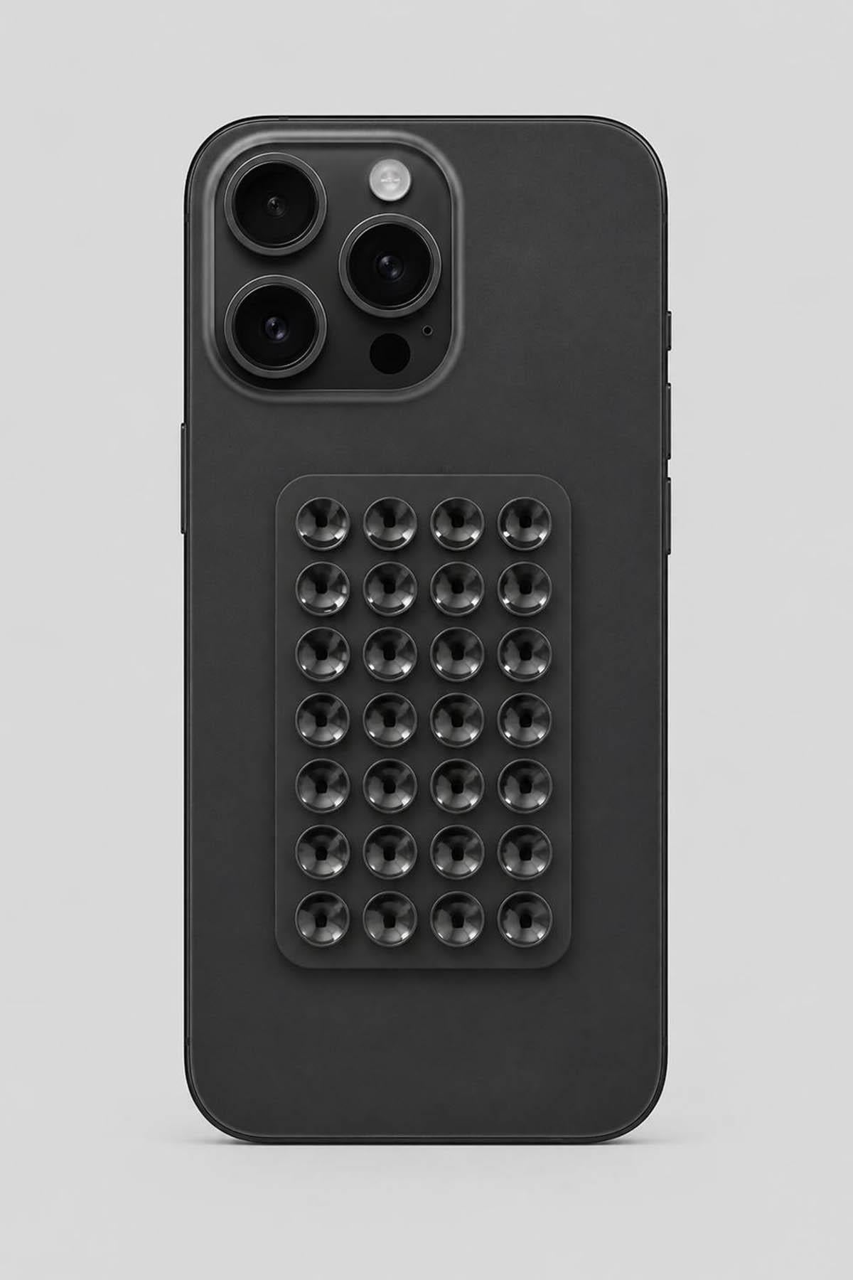 Siyah Renk Vantuzlu Vakumlu Yapışkanlı Telefon Tutacağı