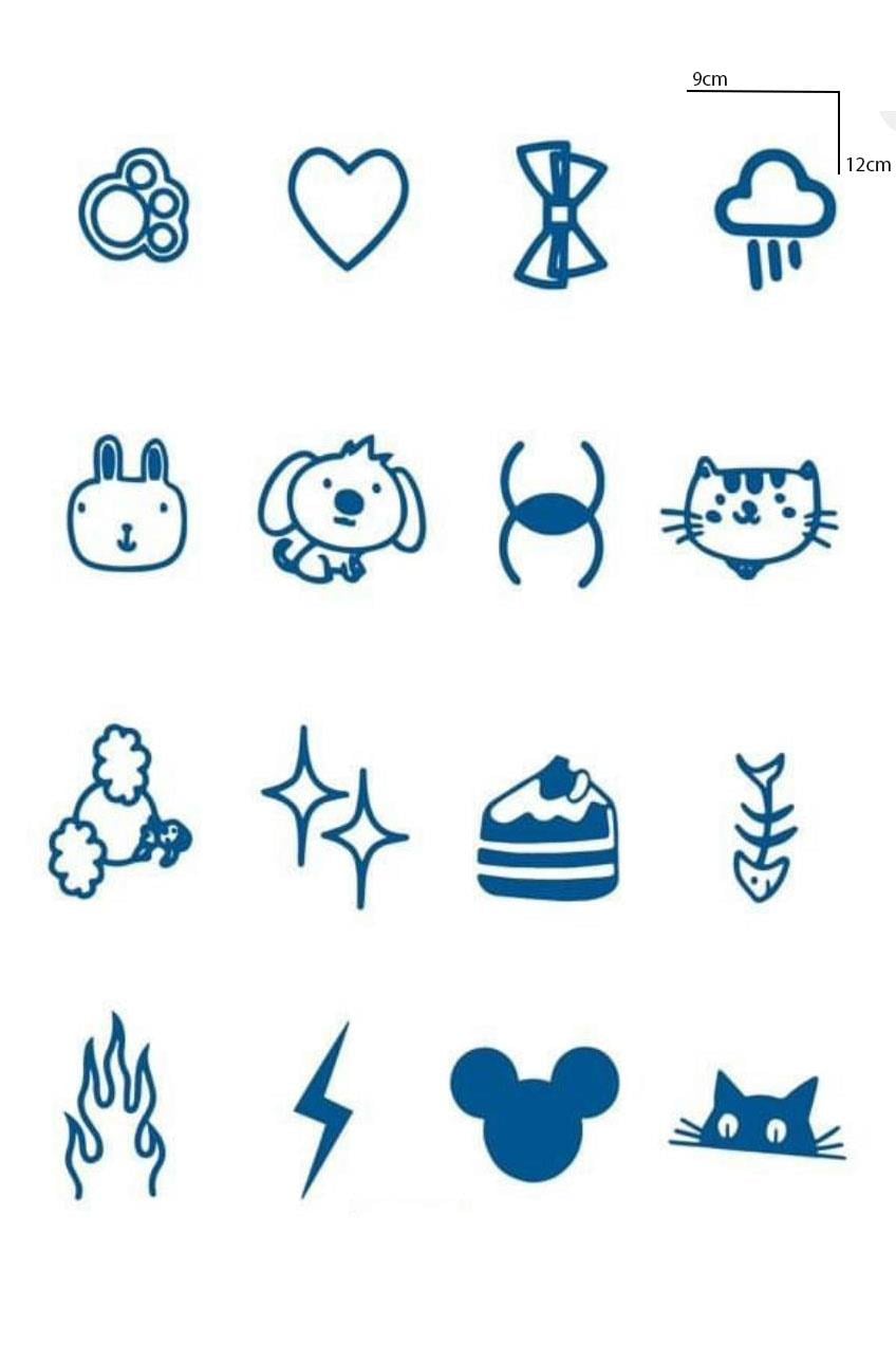 Karışık Figürlü 12 Saat Sonra Kararan Geçici Mini Dövme Tattoo