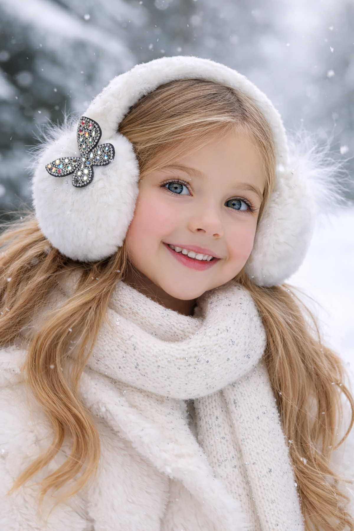 Beyaz Renk Kelebek Detaylı Peluş Kulaklık