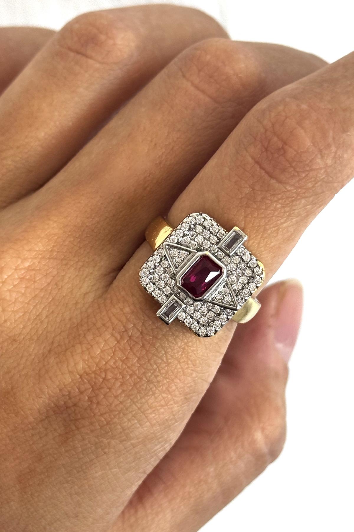 Altın Renk Taş Detaylı Ayarlanabilir YSX Yüzük