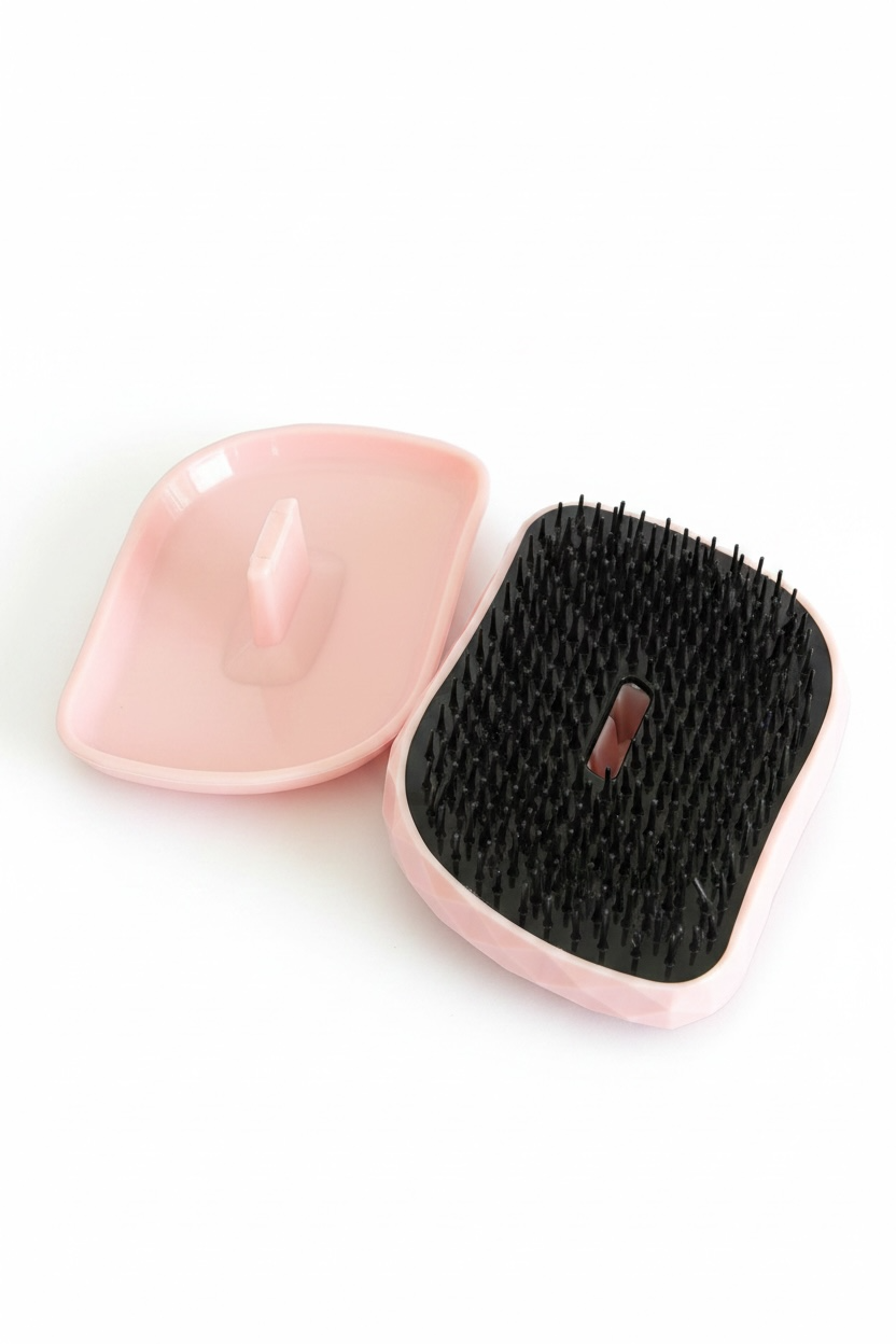 Pembe Renk Kapaklı Saç Tarama Fırçası/Tarak