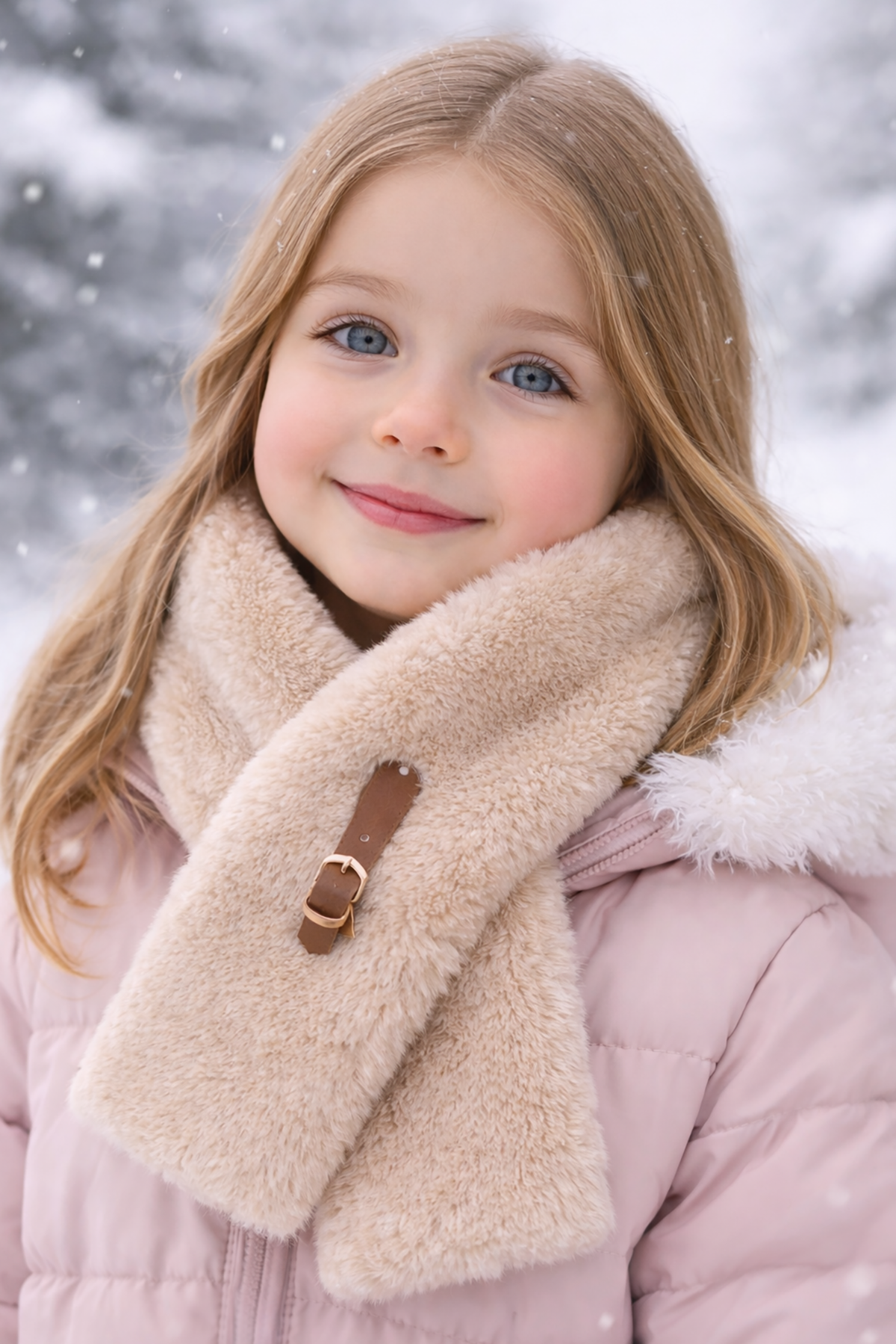 Açık Kahve Renk Çocuk Peluş Atkı