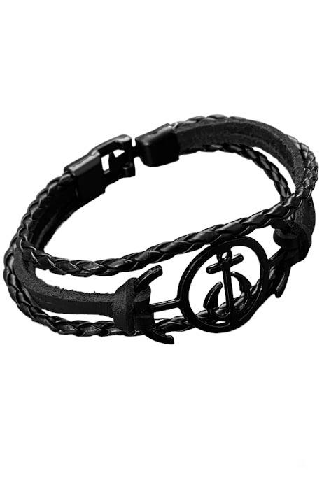 Çapa Temalı Deri Erkek Bileklik