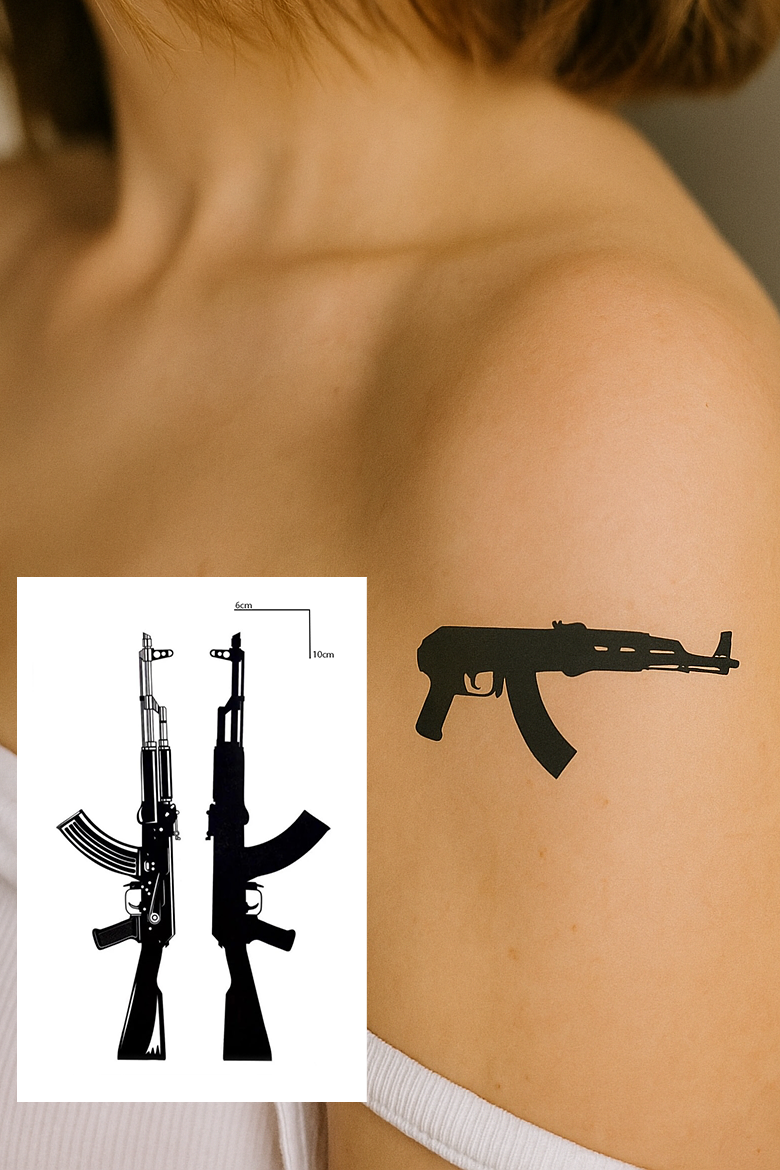 Silah Figürlü Mini Dövme Tattoo