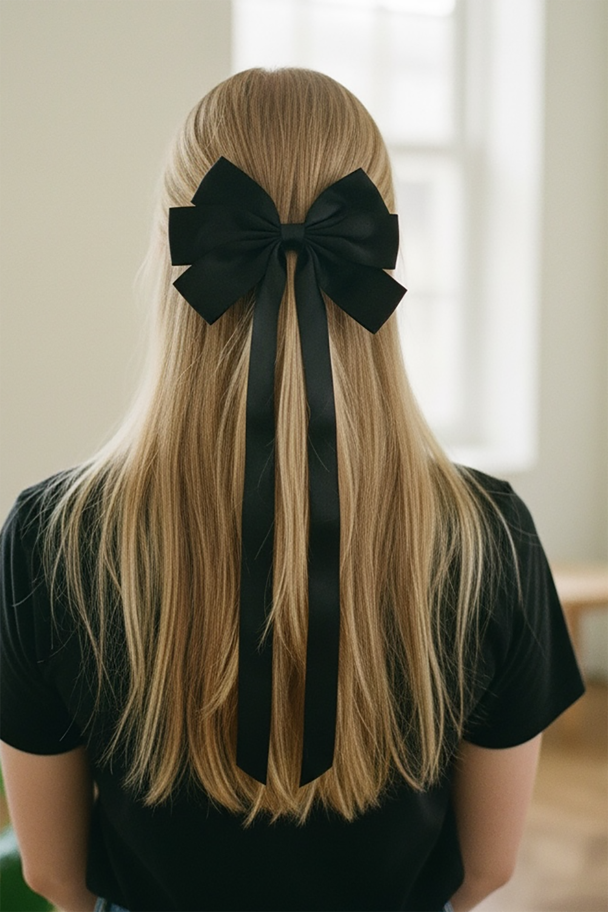 Siyah Renk Kurdele Detaylı Pens Toka