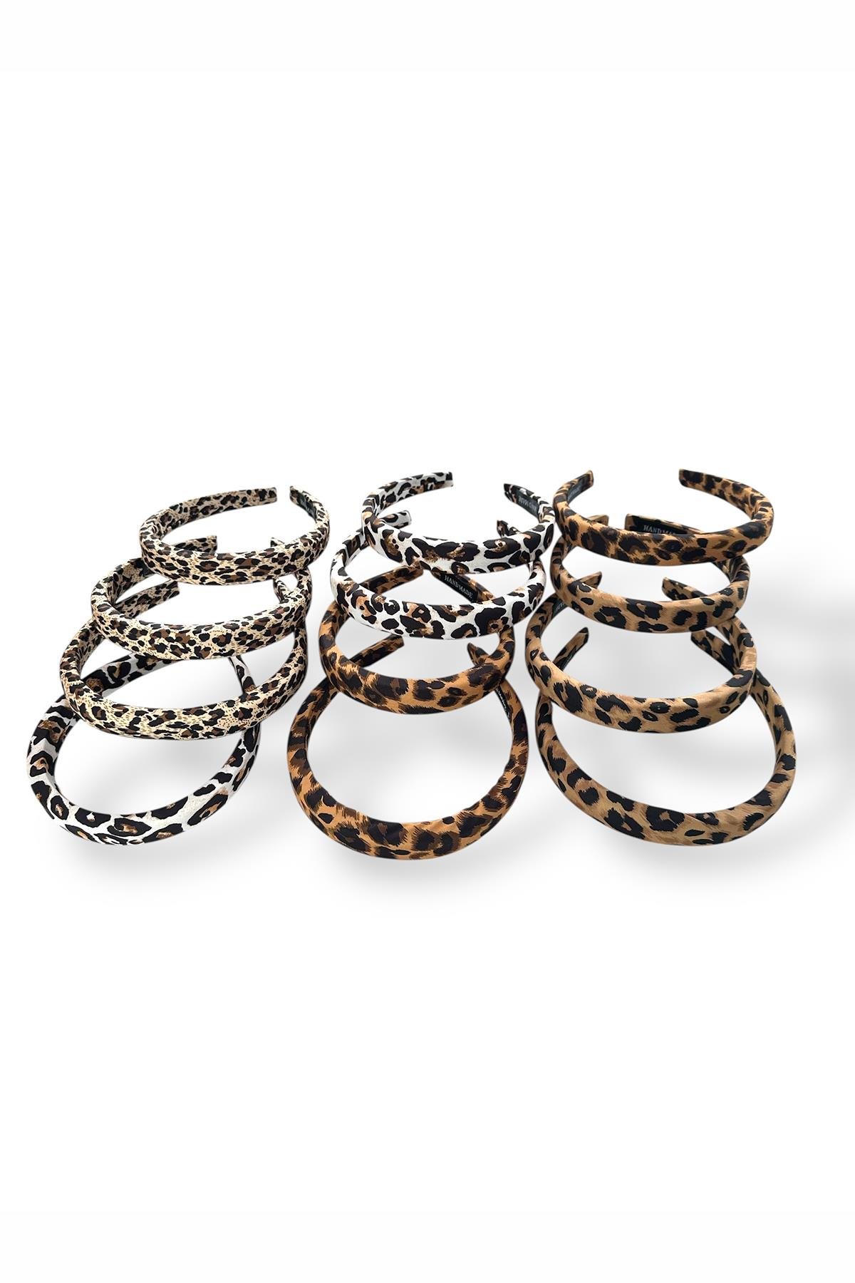 12´li Karışık Renk Leopar Desenli  Taç Set