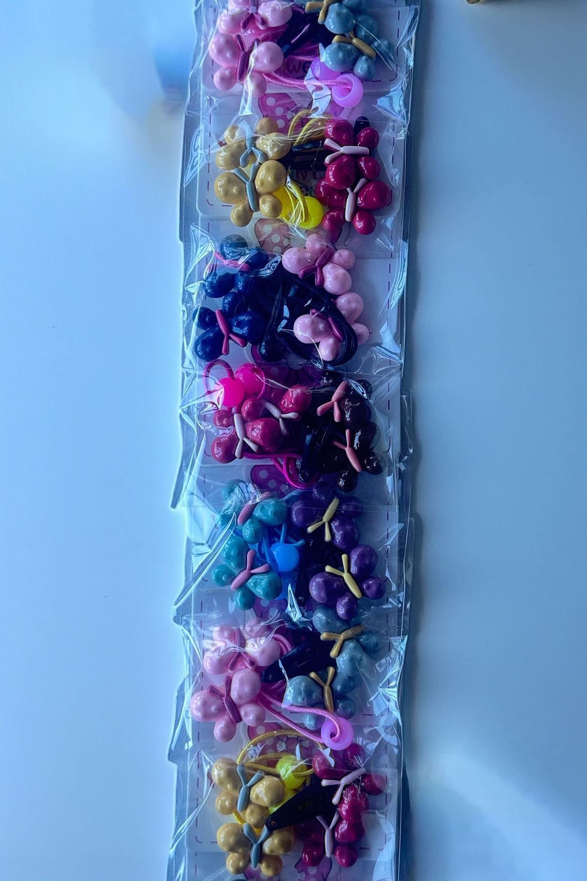 10'lu Karışık Renk Kelebek Figürlü Yan Toka Set 