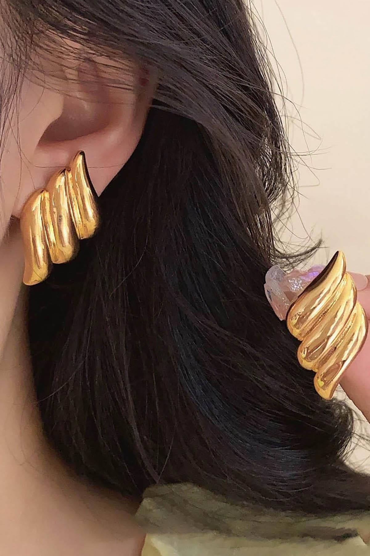 Altın Renk Çelik Küpe (Çift)