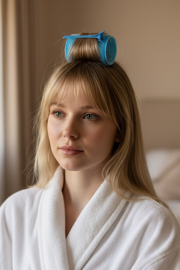 Mavi Renk Pens Ve Cırtlı/ Yapışkanlı Saç Bigudisi /Orta Boy