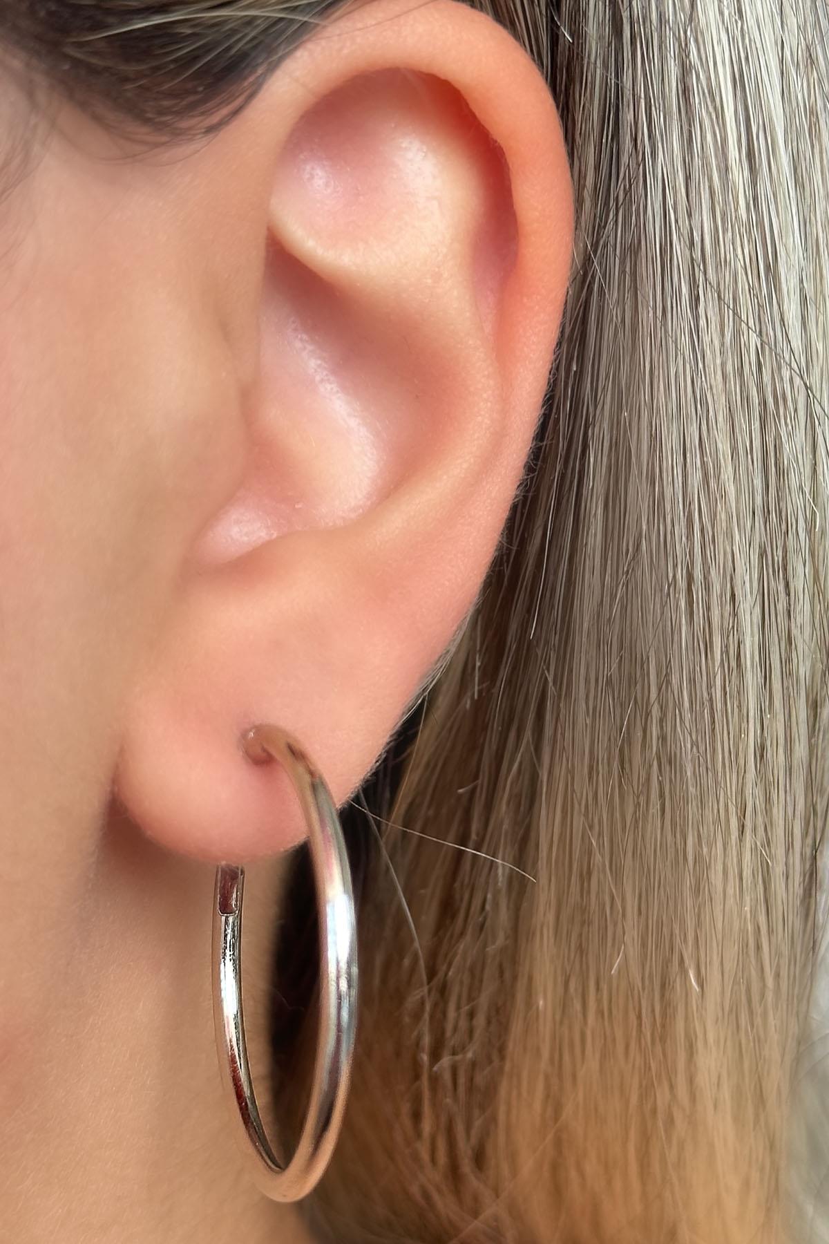 Gümüş Renk Halka Küpe 30MM (Çift)