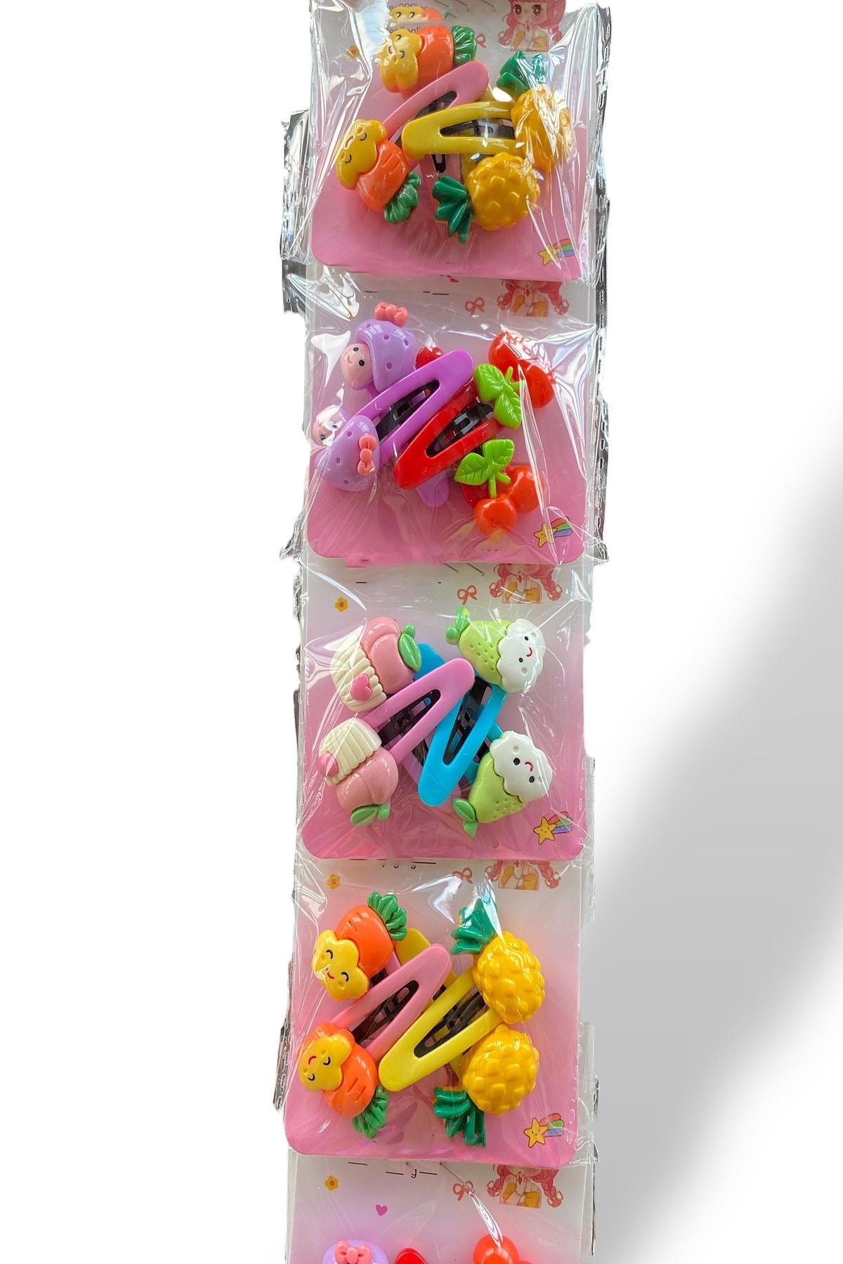 6'lı Karışık Renk Karışık Figürlü Yan Toka Set 