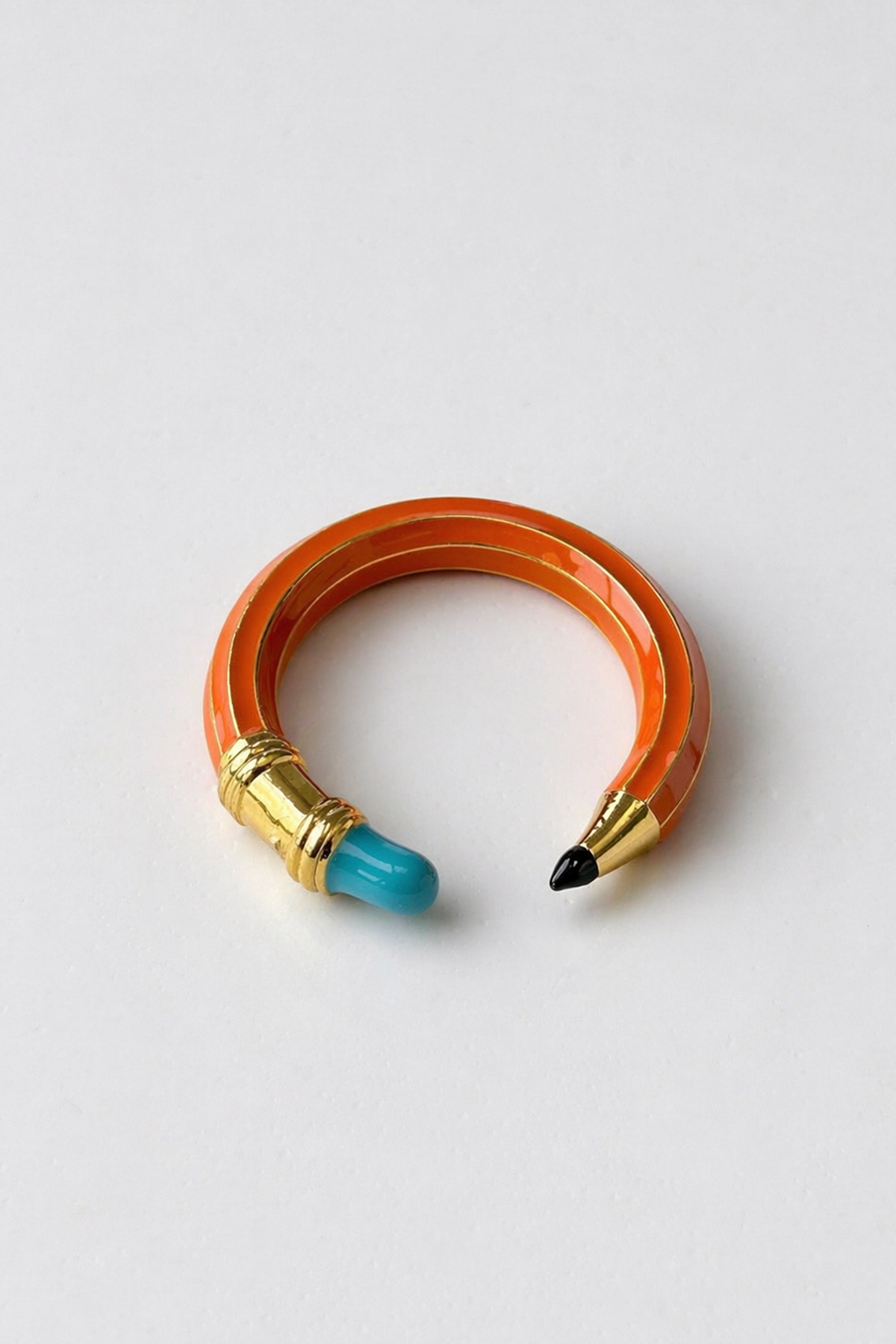 Altın Ve Turuncu Renk Kalem Figürlü Ayarlanabilir Yüzük