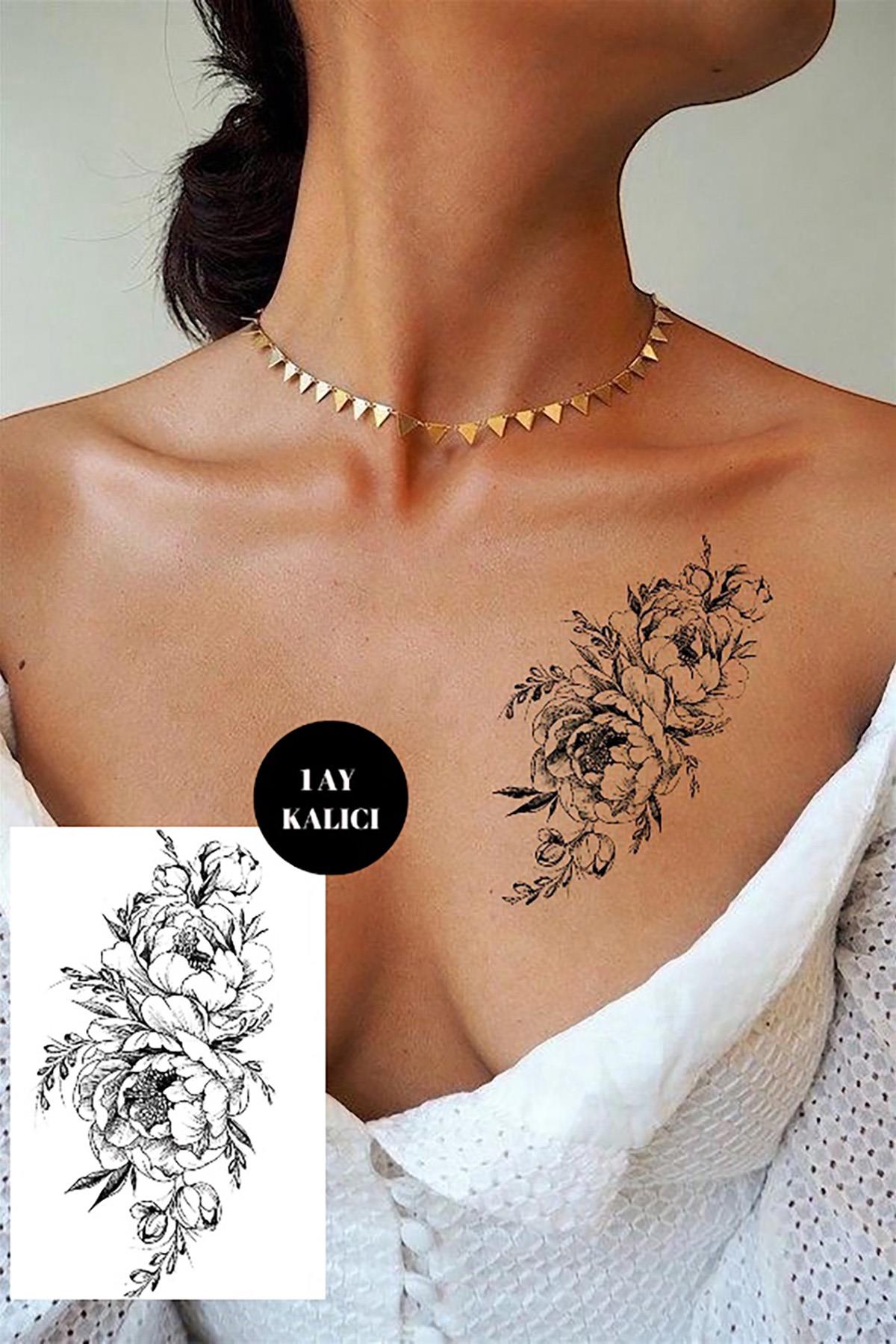 Çiçek Figürlü 12 Saat Sonra Kararan Geçici Dövme Tattoo
