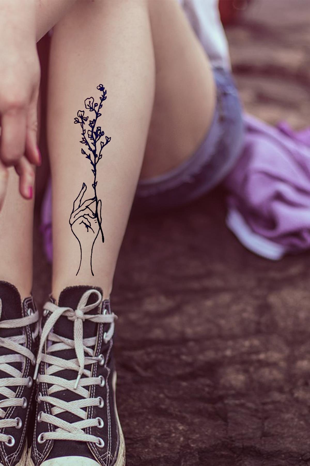 Çiçek Figürlü Geçici Dövme Tattoo