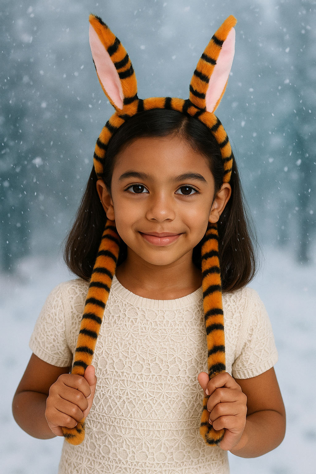 Kahverengi Zebra Desenli Kulakları Oynayan Taç