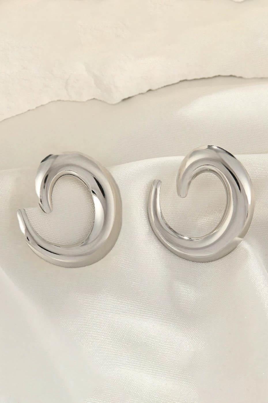 Gümüş Renk Oval Çelik Küpe (Çift)