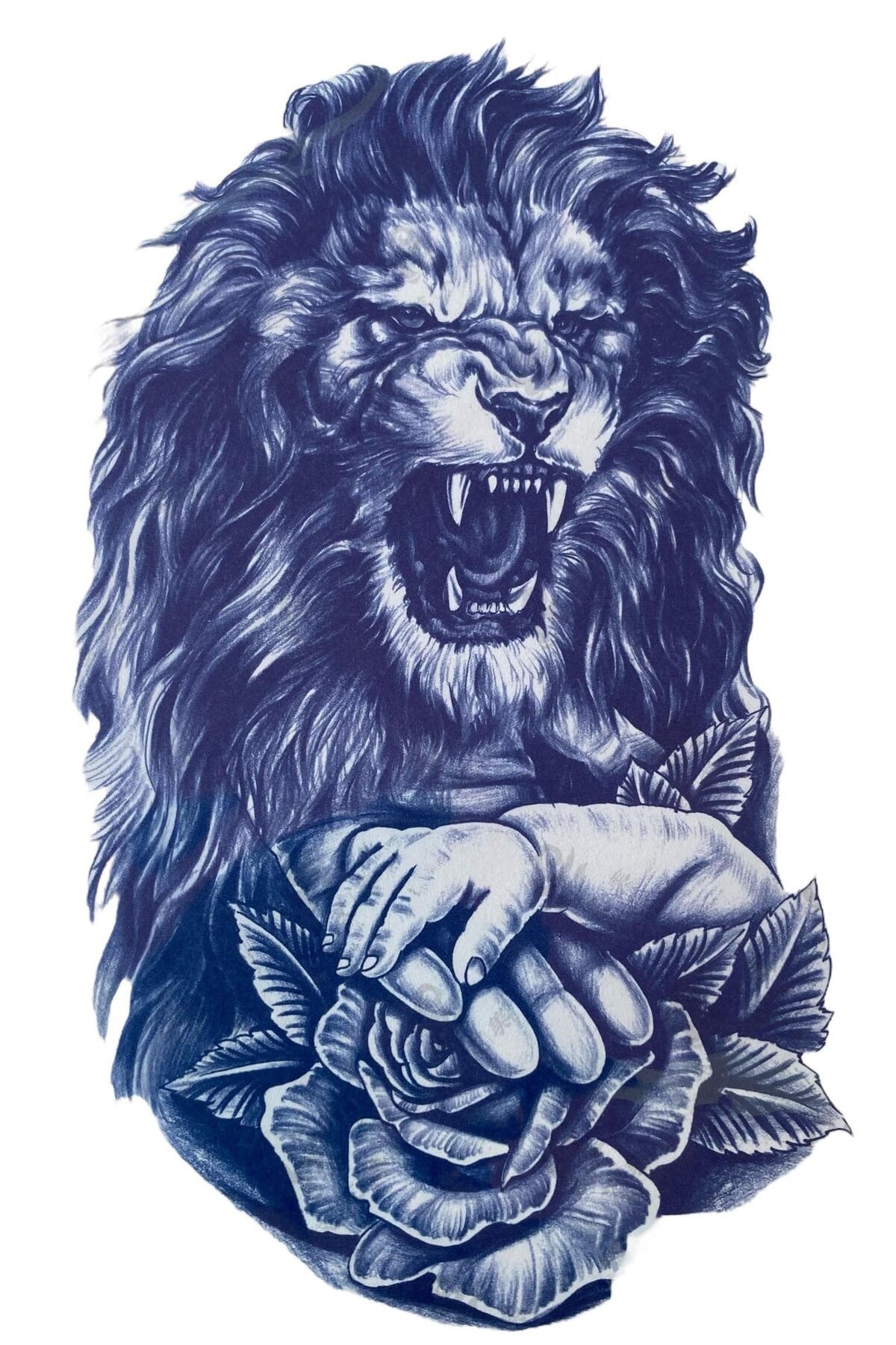 Aslan Figürlü Geçici 12 Saat Sonra Kararan Dövme Tattoo