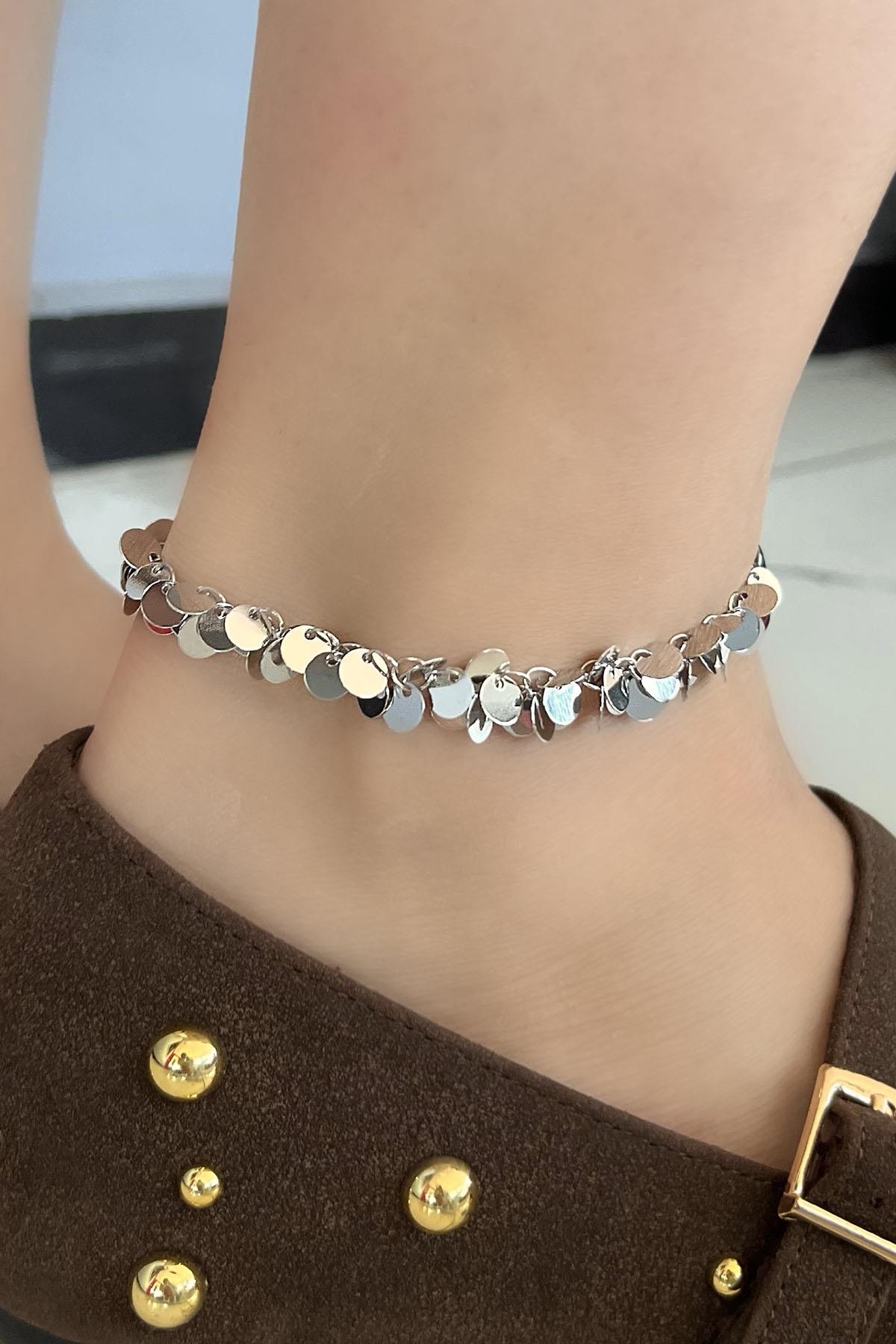 Gümüş Renk Pul Detaylı YSX Halhal