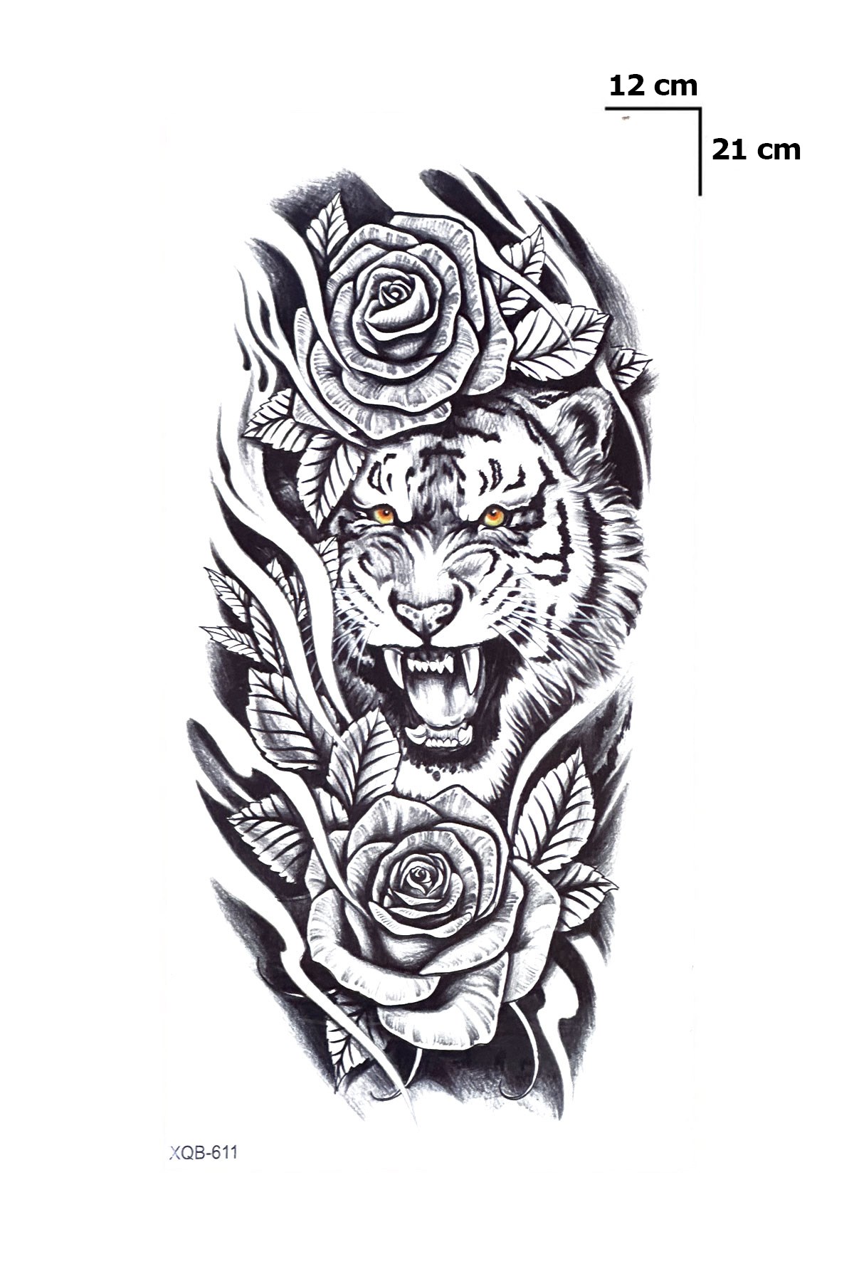 Gül Ve Kaplan Geçici Dövme Tattoo