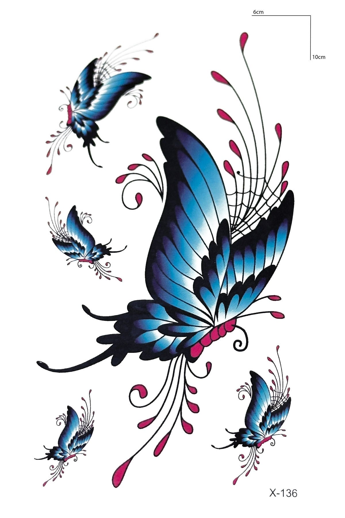 Renkli Kelebek Mini Geçici Dövme Tattoo