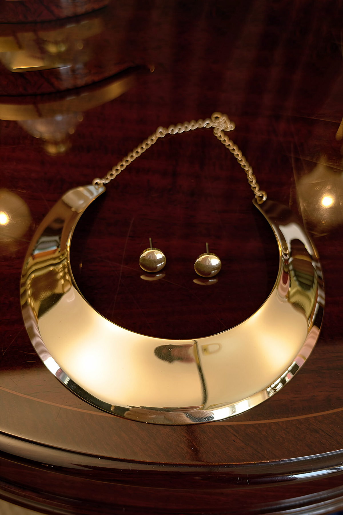 Altın Renk Tasarım Kolye/Küpe Set