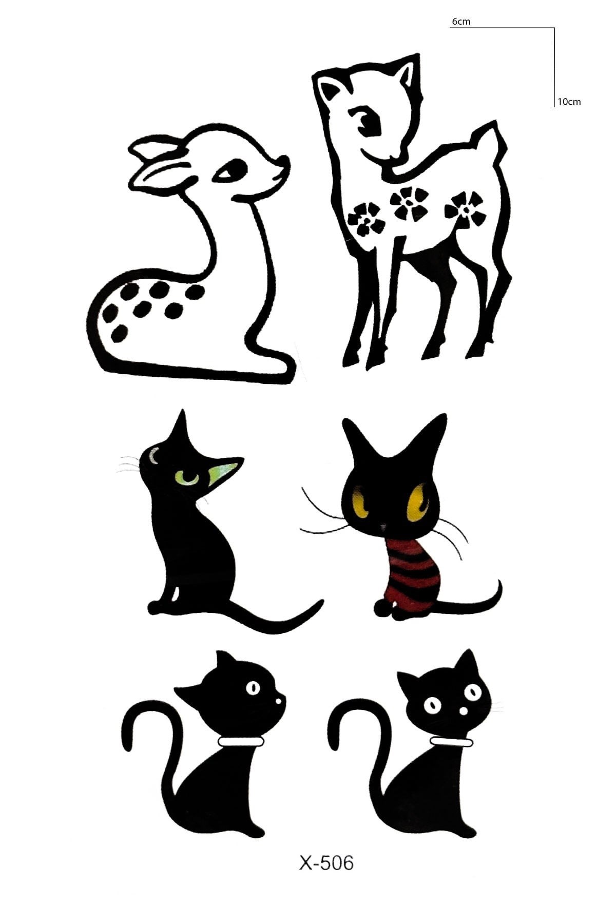 Çoklu Kedi Mini Geçici Dövme Tattoo
