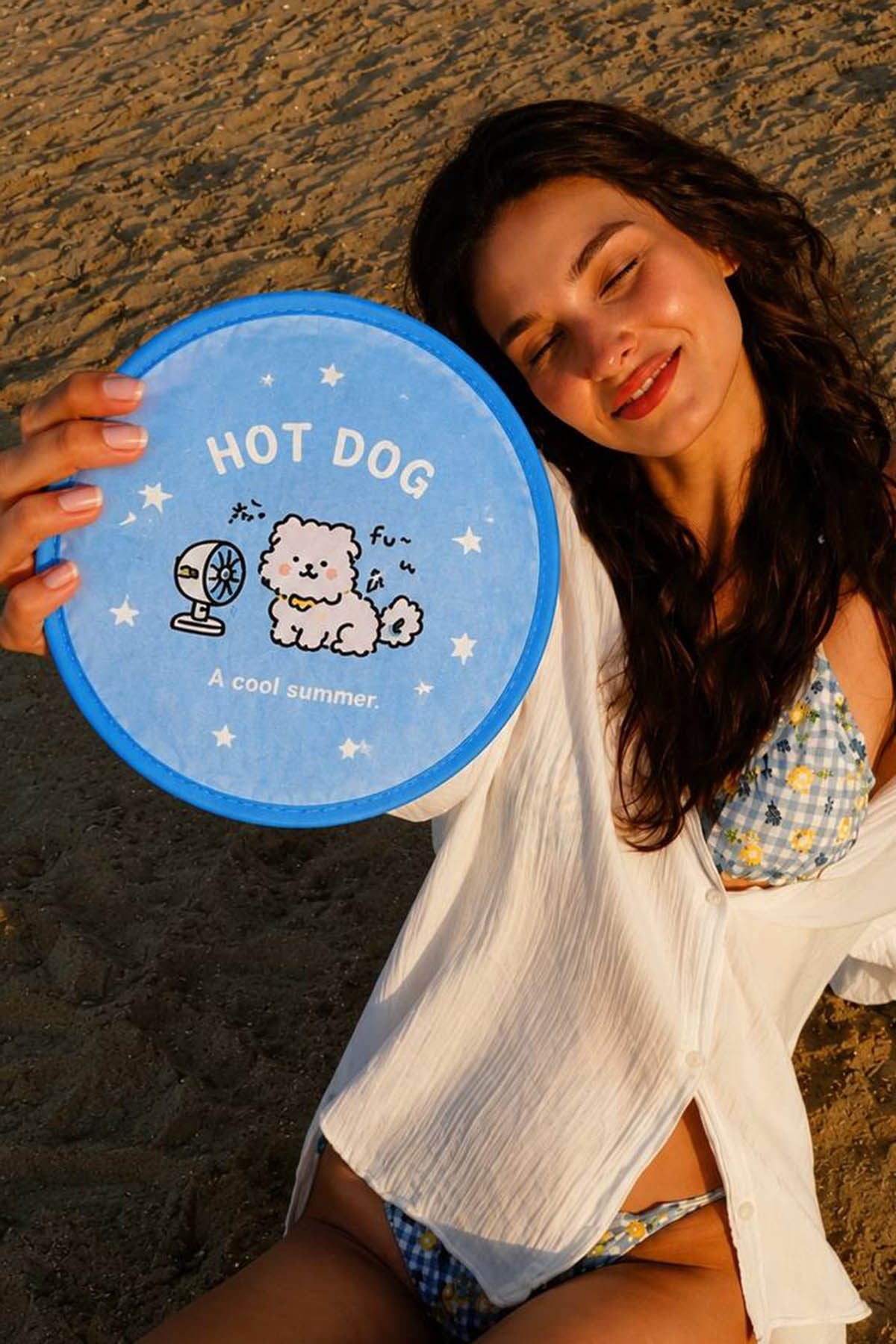 Köpek Desenli Katlanabilir Yelpaze 