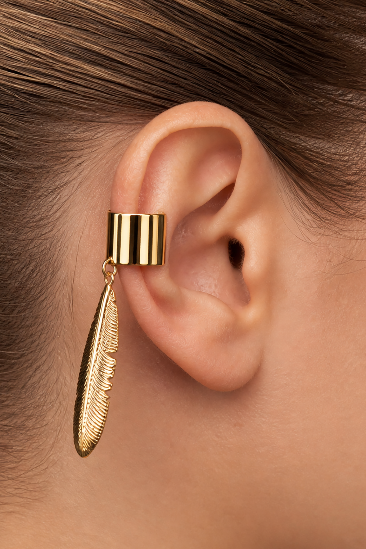 Altın Renk Yaprak Figürlü Xuping Ear Cuff (Çift)