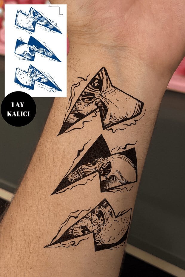 Şimşek Sonradan Kararan Yarı Kalıcı Geçici Dövme Tattoo