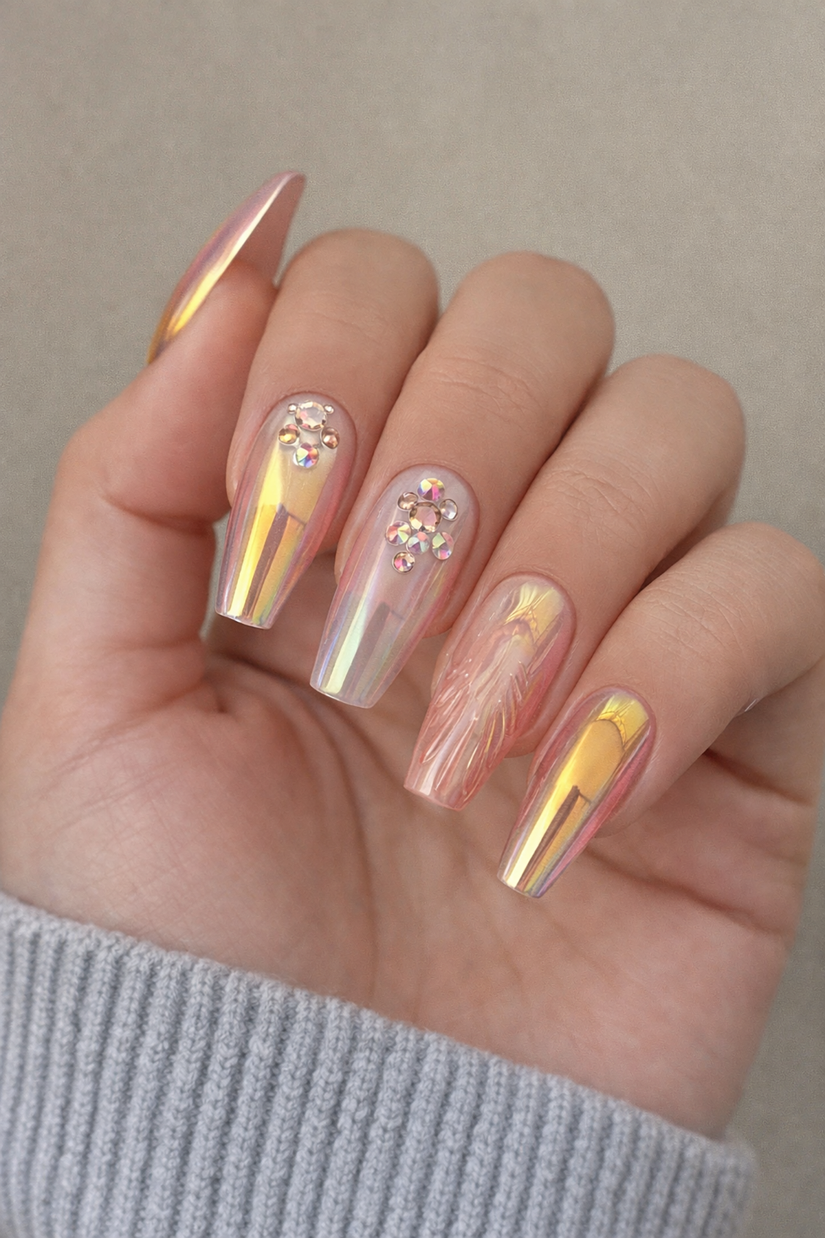 12'li Karışık Renk Jel Görünümlü Takma Tırnak (Yapıştırıcılı)