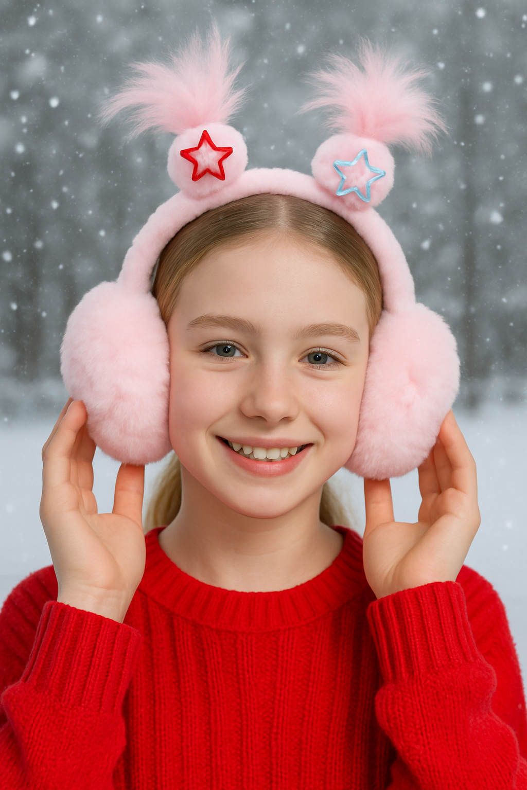 Açık Pembe Renk Saç Detaylı Peluş Kulaklık