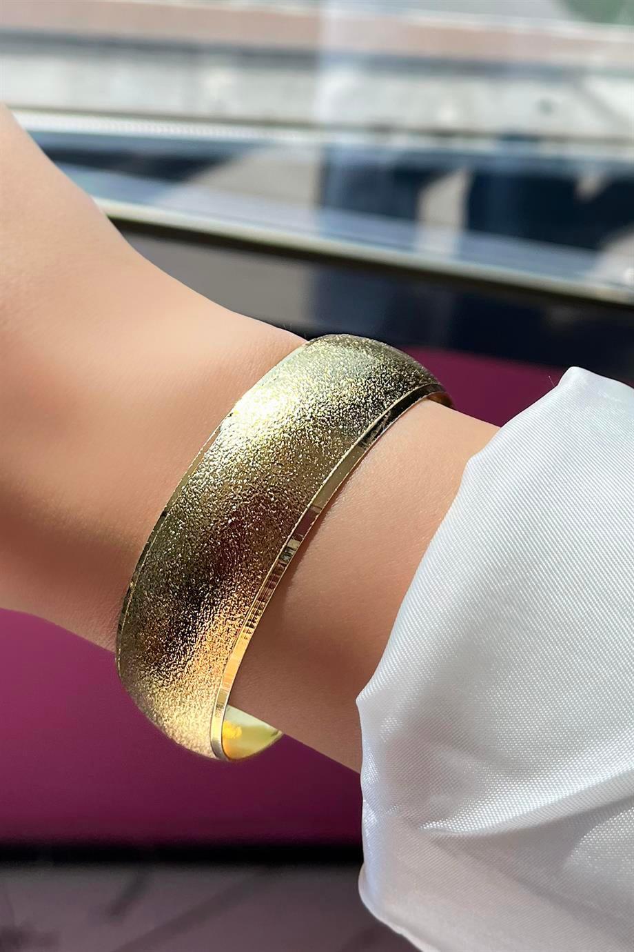 Altın Renk Simli Bilezik Kalın Kenarlı(20MM)