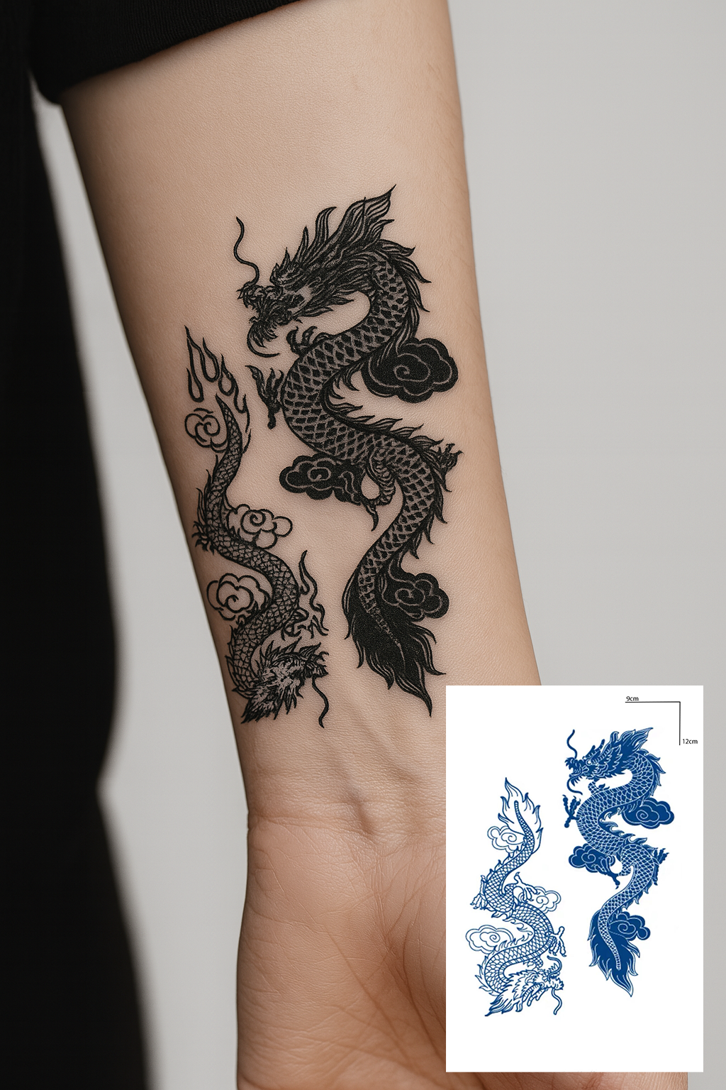 Ejderha Figürlü 12 Saat Sonra Kararan Geçici Mini Dövme Tattoo